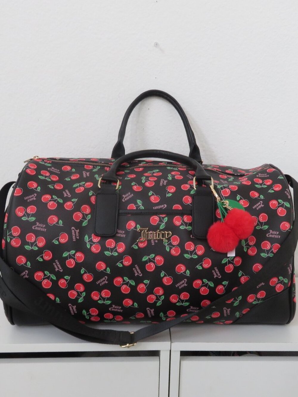 Juicy Couture Black n Reg Cherry Weekender Duffel Bag